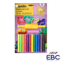 CAMLIN Modelling Clay 12 Shades 200g with Roller Pin and Moulds